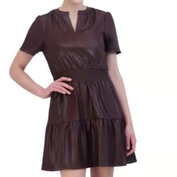 Vigoss Ladies' Faux Leather Dress, Brown, Large - Picture 1 of 4